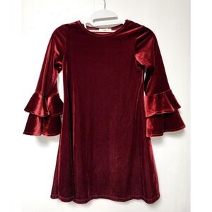 Copper Key  Girls Red Velvet Dress with Long Sleeves ‎ Size 8